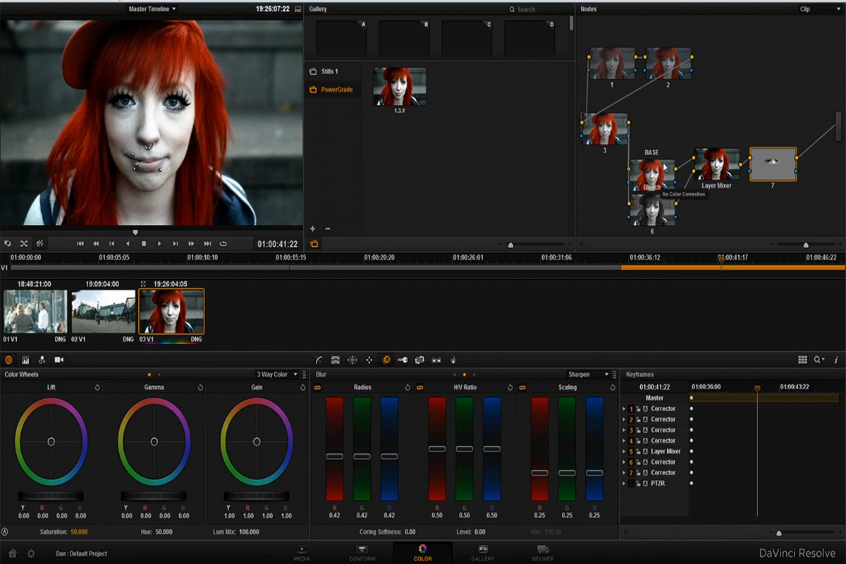 working with nodes in the Davinci resolve color grading interface
