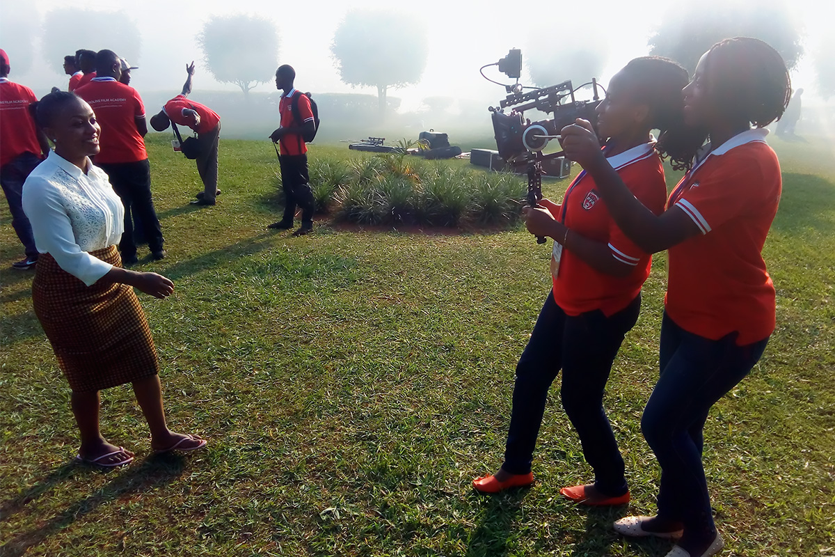 students in the acting for film class Learning camera movements during their monthly onlocation practicals at Proline Film Academy